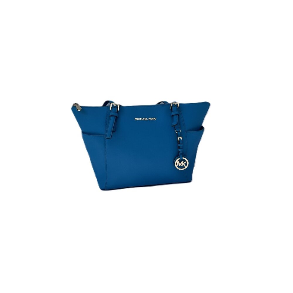 Michael Kors Blue Leather Shoulder Bag with Gold Hardware - Picture 3 of 13